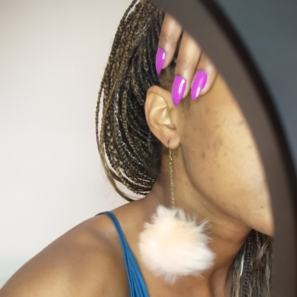Baby pink Fuzzy ball earrings